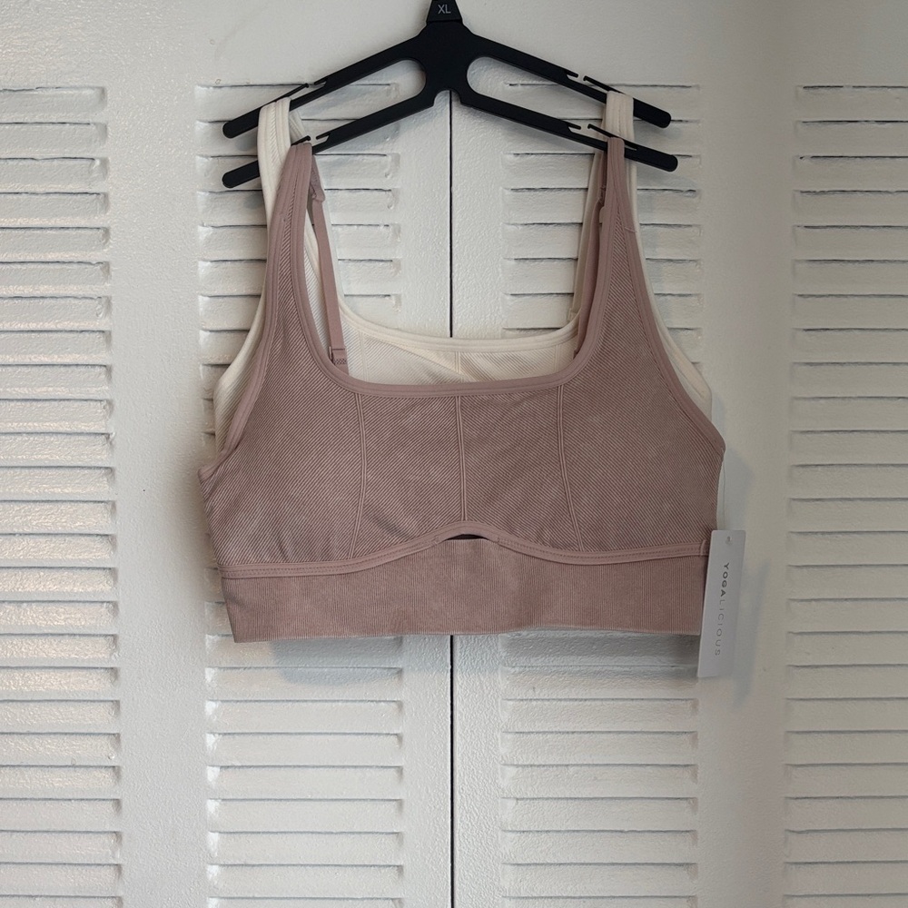 2 PK SEAMLESS CABLE KNIT RACERBACK BRA TOP